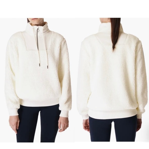 Sweaty Betty Sherpa Half Zip Sweatshirt Sweater SOFT Lily White Womens XS NWT - Picture 1 of 7